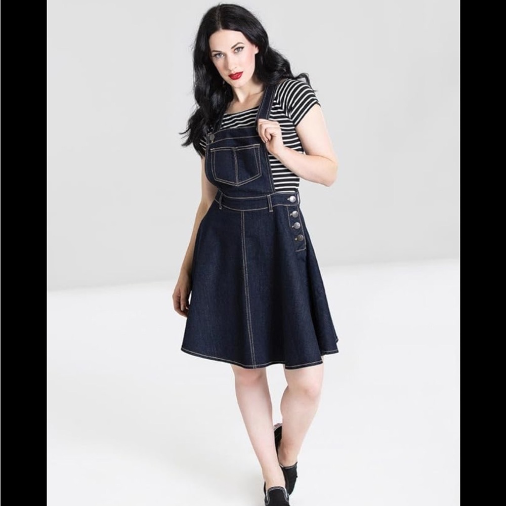 Hell Bunny Denim Pinafore Dress